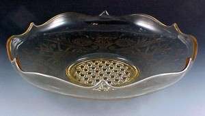 Lancaster Glass Cane Ladrum Topaz Low Console Bowl