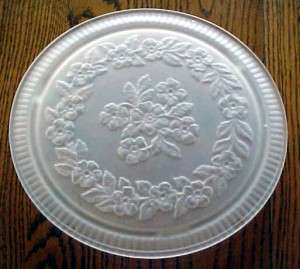 Indiana Glass Rose Wreath Frosted Cake Plate