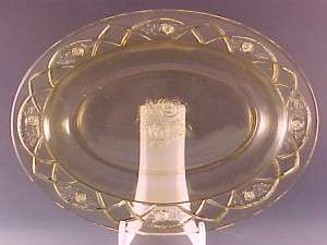Rosemary Amber Depression Glass Oval Serving Bowl