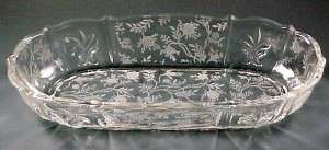Chintz Crystal Celery 1 2917 Fostoria Chintz Etched Oval Celery or Relish Tray