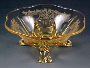 Fostoria June Etched Topaz Elegant Depression Glass Candleholder