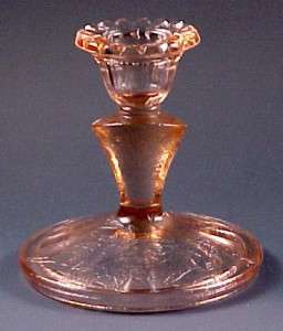 Jeannette's Floral Poinsettia Pink Depression Glass Candleholder