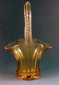 Duncan Miller Amber Depression Glass Tavern Style Basket