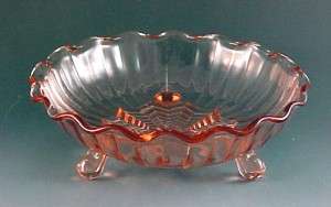 Really Nice 3-Toed Pink Depression Glass Bowl