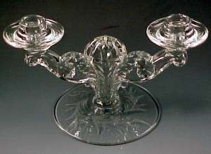 Fostoria Glass Coronet Candleholder with Cynthia Cutting