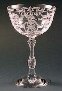 Fostoria Glass Navarre Etched Crystal Tall Champagne Sherbet Stemware