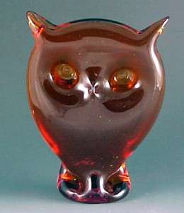 Pilgrim Glass Amber Owl Pilgrim Glass Amber Owl
