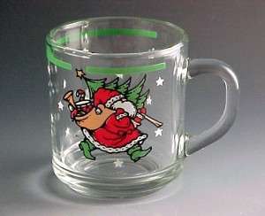 Whimsical Santa and Tree Glass Christmas Glass Mug Whimsical Santa and Tree Glass Christmas Glass Mug