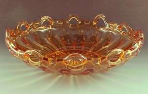 Fostoria Colonial Prism Laced Edge Amber Art Glass Bowl