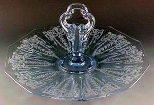 Cambridge Glass Cleo Etched Decagon Center Handled Server