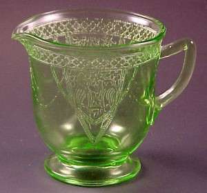 Federal Georgian Lovebirds Green Depression Glass Big Creamer