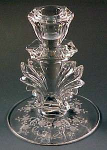 Fostoria Glass Meadow Rose Etched Candleholder