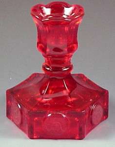 Fostoria Glass Coin Ruby Red Candle Holder for Christmas
