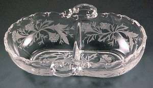 Fostoria Glass Heather Etched Crystal 2-Part Relish