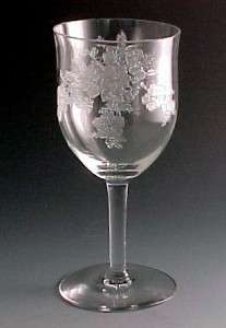 Monongah Glass Secretaries Primrose Flower Etched Water Goblet