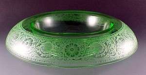 Cambridge Glass Etch 727 Green Elegant Depression Console Bowl