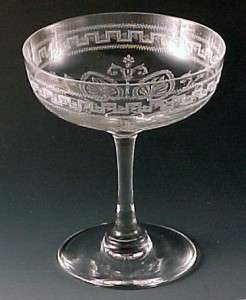 Central Glass Crystal Leaf & Border Etched Champagne Central Glass Crystal Leaf & Border Etched Champagne