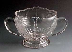 New Martinsville Glass Radiance Hughes Cornflower Cut Crystal Sugar Bowl