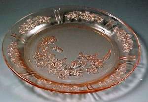 Sharon Cabbage Rose Pink Depression Glass Dinner Plate