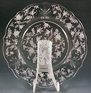 Fostoria Glass Chintz Etched Crystal Dinner Plate