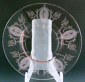 Tiffin Glass Classic Etched Dancer Pink Plate Tiffin Glass Classic Etched Dancer Pink Plate