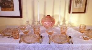 Doric and Windsor Pink Depression Glass Table