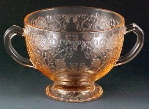 Florentine #1 Poppy Pink Depression Glass Sugar Bowl