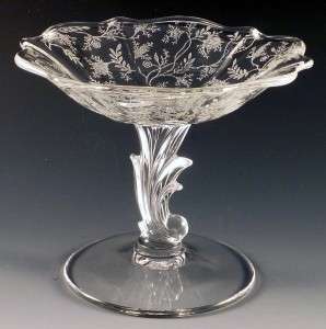 Fostoria Glass Chintz Etched Crystal Comport Fostoria Glass Chintz Etched Crystal Comport