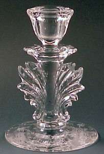 Fostoria Glass Chintz Etched Crystal Tall Baroque Candle Holder Fostoria Glass Chintz Etched Crystal Tall Baroque Candle Holder