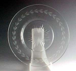 Laurel Leaf Band Cut Crystal Dessert Plate Laurel Leaf Band Cut Crystal Dessert Plate