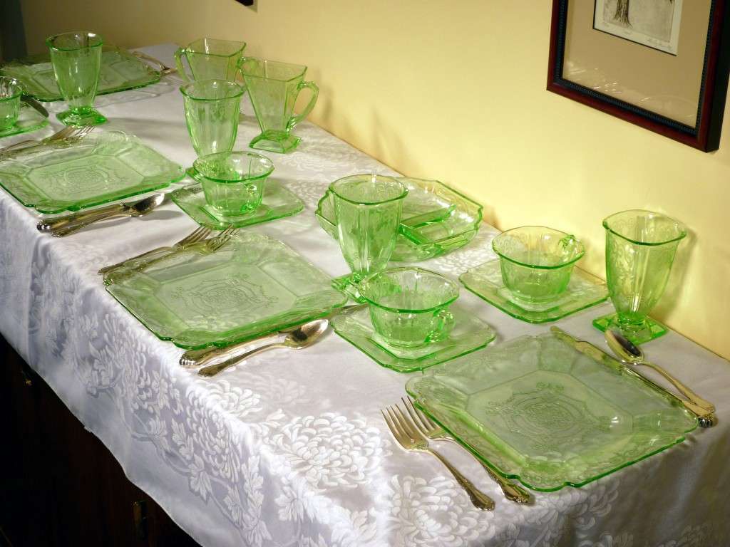 Lorain Basket Green Depression Glass