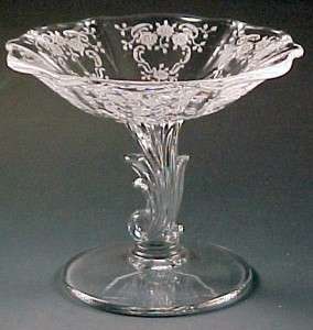 Fostoria Glass Meadow Rose Etched Crystal Baroque Comport Fostoria Glass Meadow Rose Etched Crystal Baroque Comport