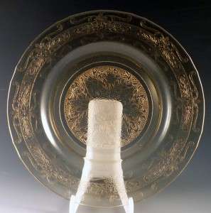S Pattern Stippled Rose Band Yellow Depression Glass Plate S Pattern Stippled Rose Band Yellow Depression Glass Plate