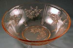 Sharon Cabbage Rose Pink Depression Glass Serving Bowl Sharon Cabbage Rose Pink Depression Glass Serving Bowl