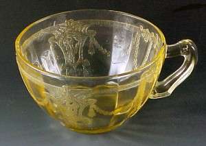 Cameo Ballerina Topaz Yellow Depression Glass Cup Cameo Ballerina Topaz Yellow Depression Glass Cup