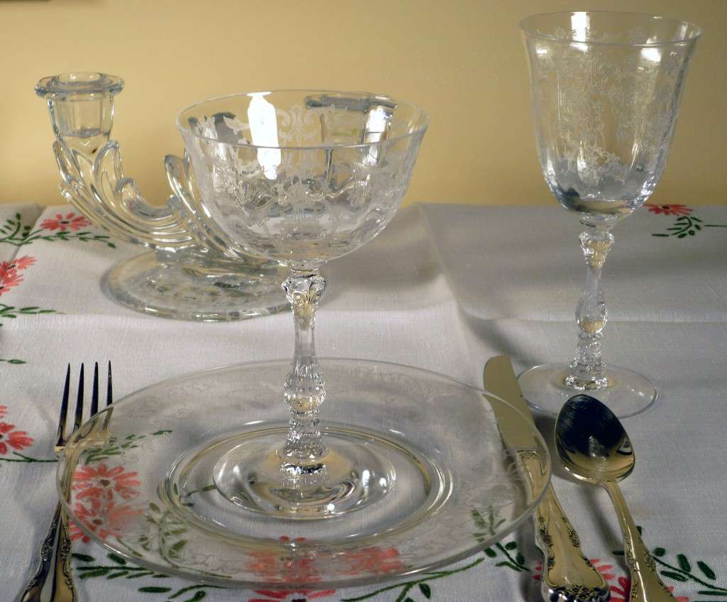 Fostoria Glass Navarre Etched Crystal Wine and Cheese Party