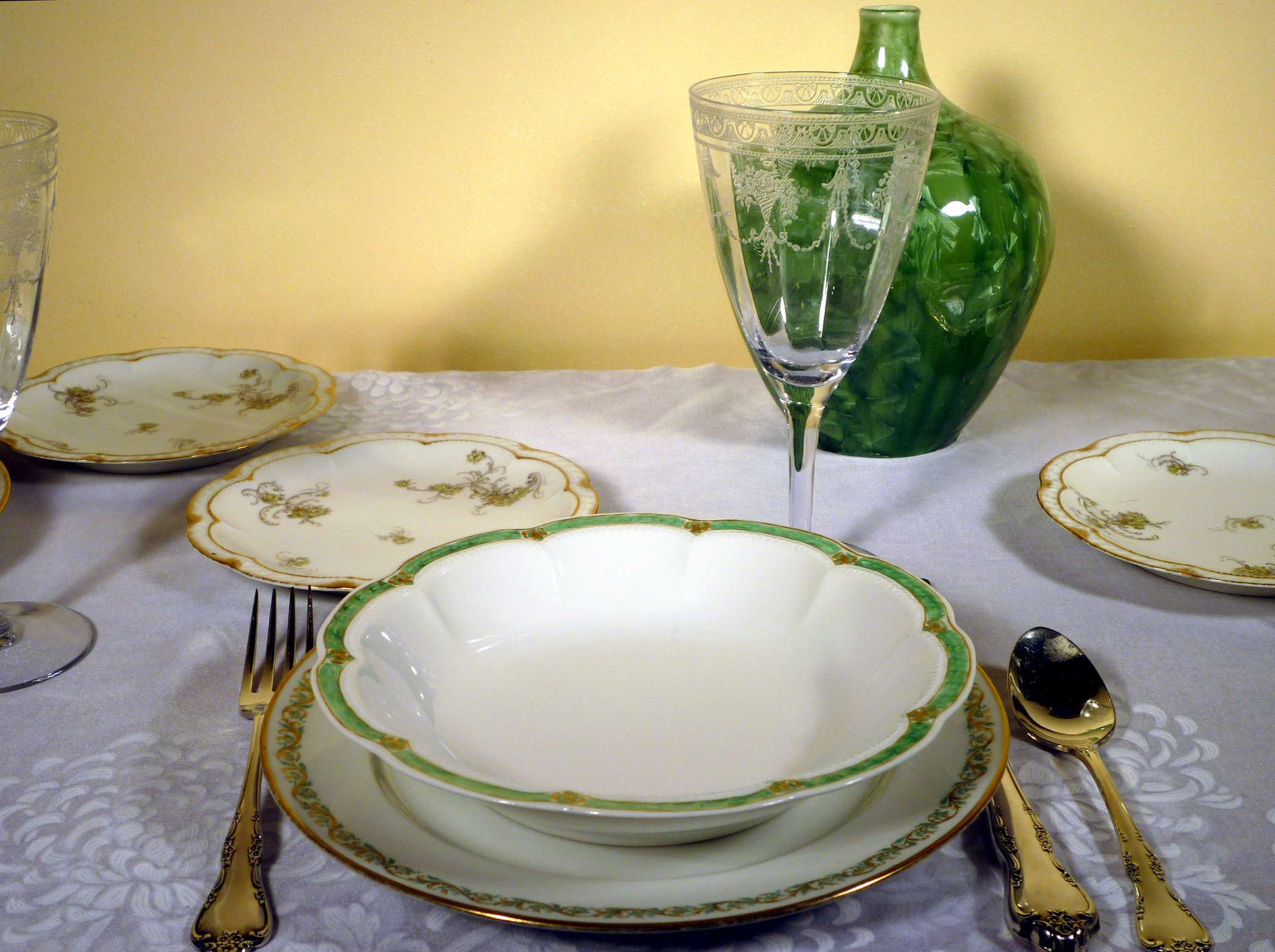 Haviland Limoges China Green on White Haviland Limoges China Green on White
