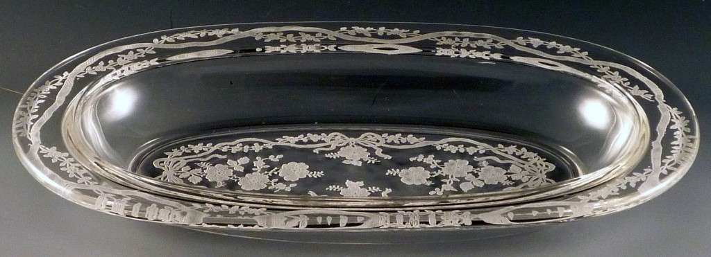 Fostoria Glass Romance Etched Crystal Pickle Dish Fostoria Glass Romance Etched Crystal Pickle Dish