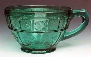 Doric & Pansy Ultramarine Teal Depression Glass Cup Doric & Pansy Ultramarine Teal Depression Glass Cup