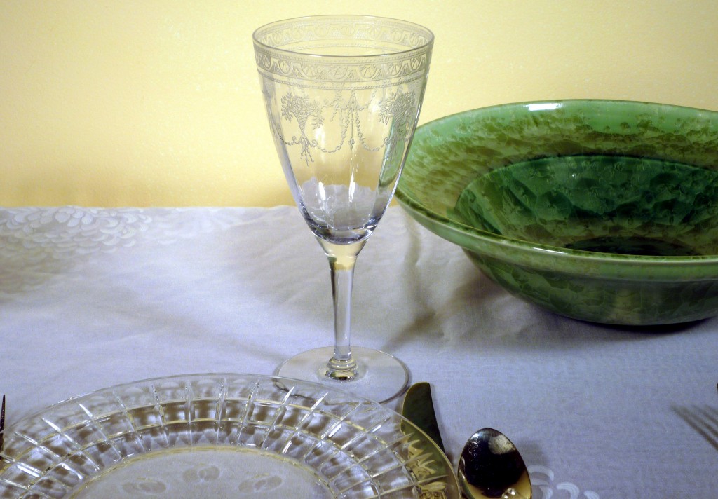 Cambridge Glass 701 Basket Etched Crystal Goblet