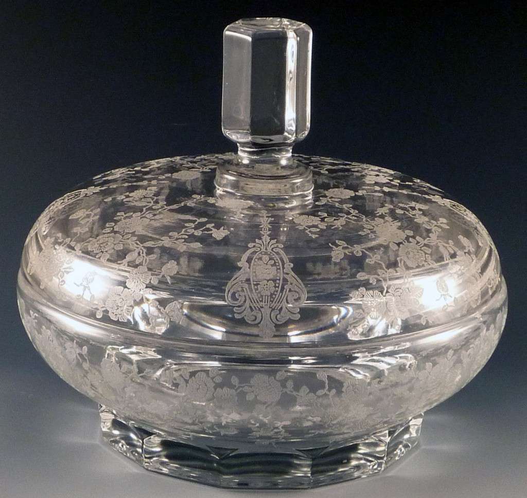 Rose Point Etched Crystal Candy Bowl Rose Point Etched Crystal Candy Bowl
