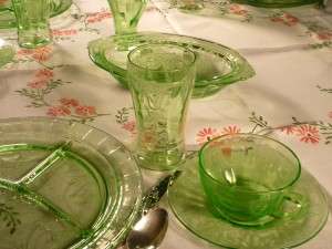 Cameo Green Depression Glass Tablescape