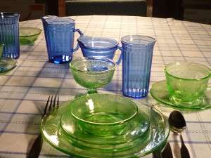 Georgian Green with Blue Depression Glass Table