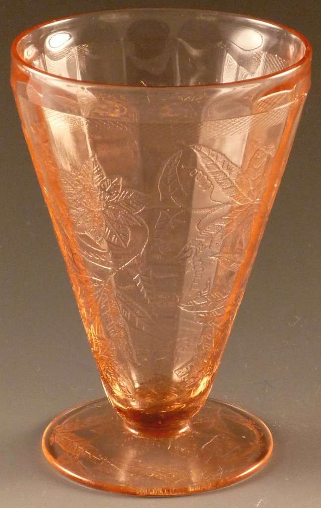 Pure Vintage! Floral Depression Glass Cone Shaped Footed Tumblers