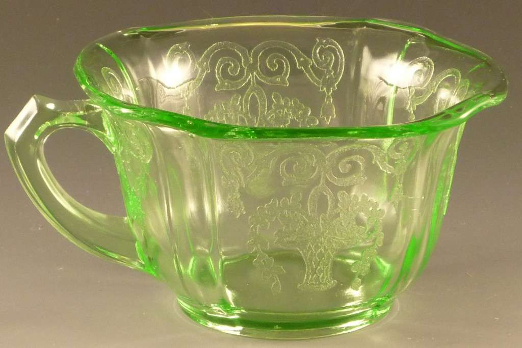 Lorain Green Depression Glass Cup from Indiana Glass