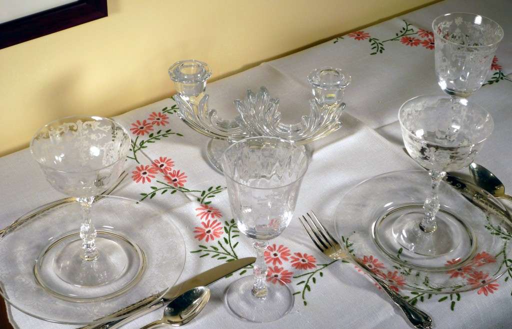 Tablescape Thursday Fostoria Navarre Etched Wine & Cheese Evening