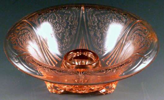 Royal Lace Pink Depression Glass Rolled Candle Holder.