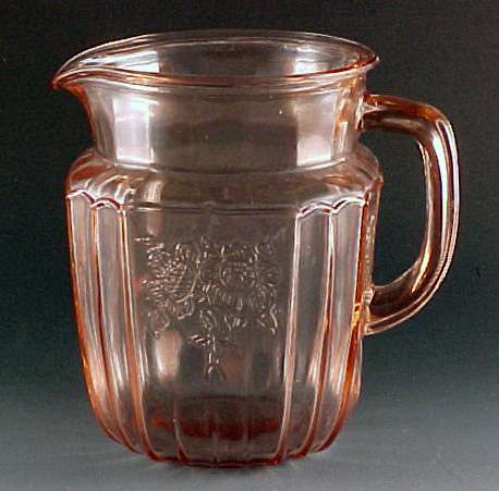 Mayfair Open Rose Pink Depression Glass Pitcher.