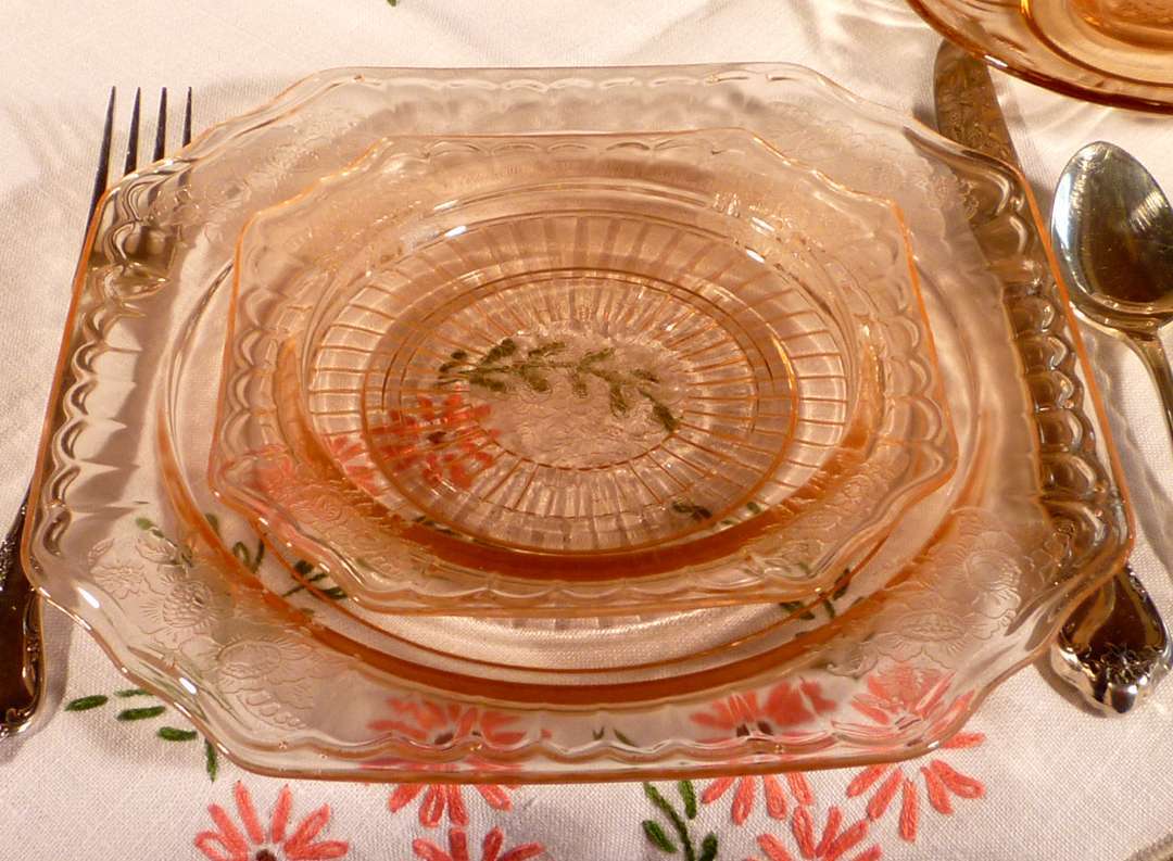 Roses Everywhere in the Depression Mayfair Open Rose Pink Glass