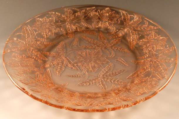 Poinsettia Dinner Plate Depression Glass Floral
